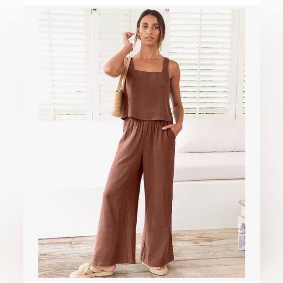 NWT 2PC BROWN TOP & PANT SET-S - Picture 7 of 17